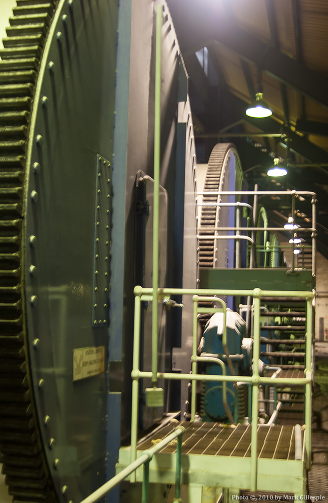 One of the giant malting drums inside the Port Ellen Maltings on Islay.