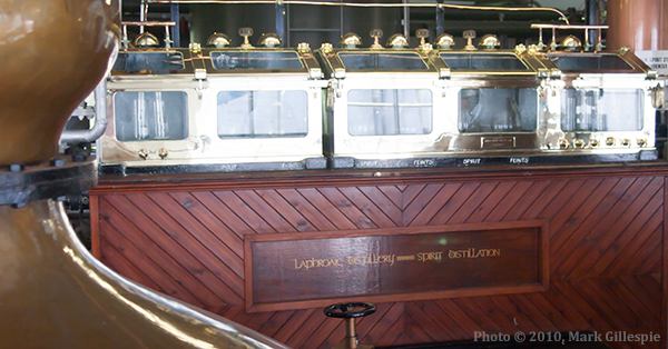 The spirit safe at Laphroaig Distillery on Islay in Scotland.