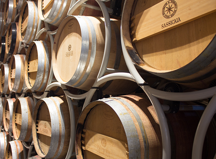 Sassicaia wine casks at Tenuta San Guido in Tuscany. Casks like these were used to finish Glenmorangie Artein.