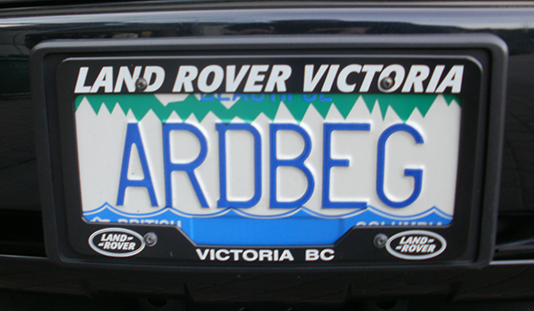 An Ardbeg license plate seen at the Victoria Whisky Festival.