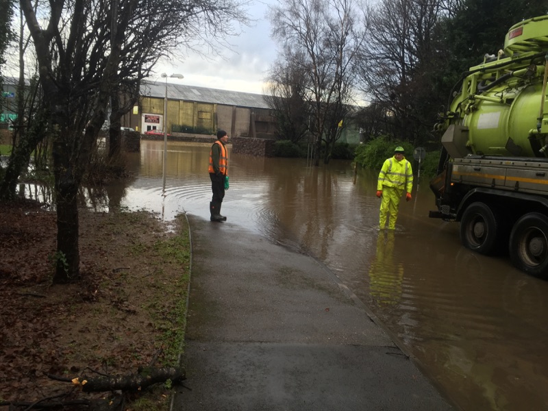 Flooding at Midleton Distillery in Midleton, Ireland. Photo courtesy Irish Distillers.