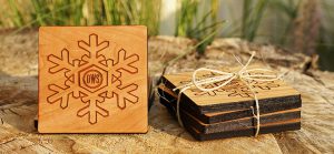 Offerman Wood Shop's Winter Whiskey Coasters. Image courtesy Offerman Wood Shop.