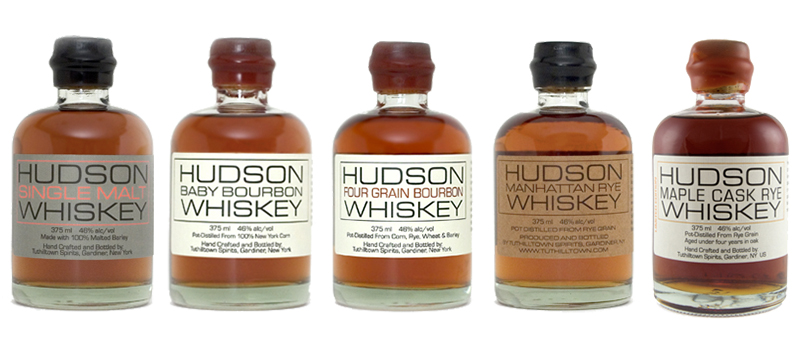 The Hudson Whiskey range of whiskies. Images courtesy Tuthilltown Spirits/William Grant & Sons. 