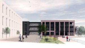 An architect's rendering of the planned Douglas Laing & Co. distillery to be built at Pacific Quay along the River Clyde in Glasgow. Image courtesy Douglas Laing & Co.