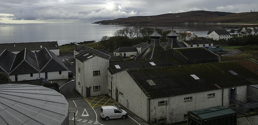 The Port Ellen Distillery and its warehouses as seen from the Port Ellen Maltings. Photo ©2017, Mark Gillespie/CaskStrength Media.