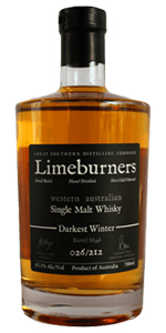 Limeburners Darkest Winter. Image courtesy Great Southern Distillery.