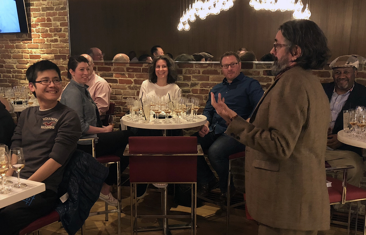 Dave Broom leads a Japanese whisky tasting at Philadelphia's Ashton Cigar Bar. Photo ©2018, Mark Gillespie/CaskStrength Media.