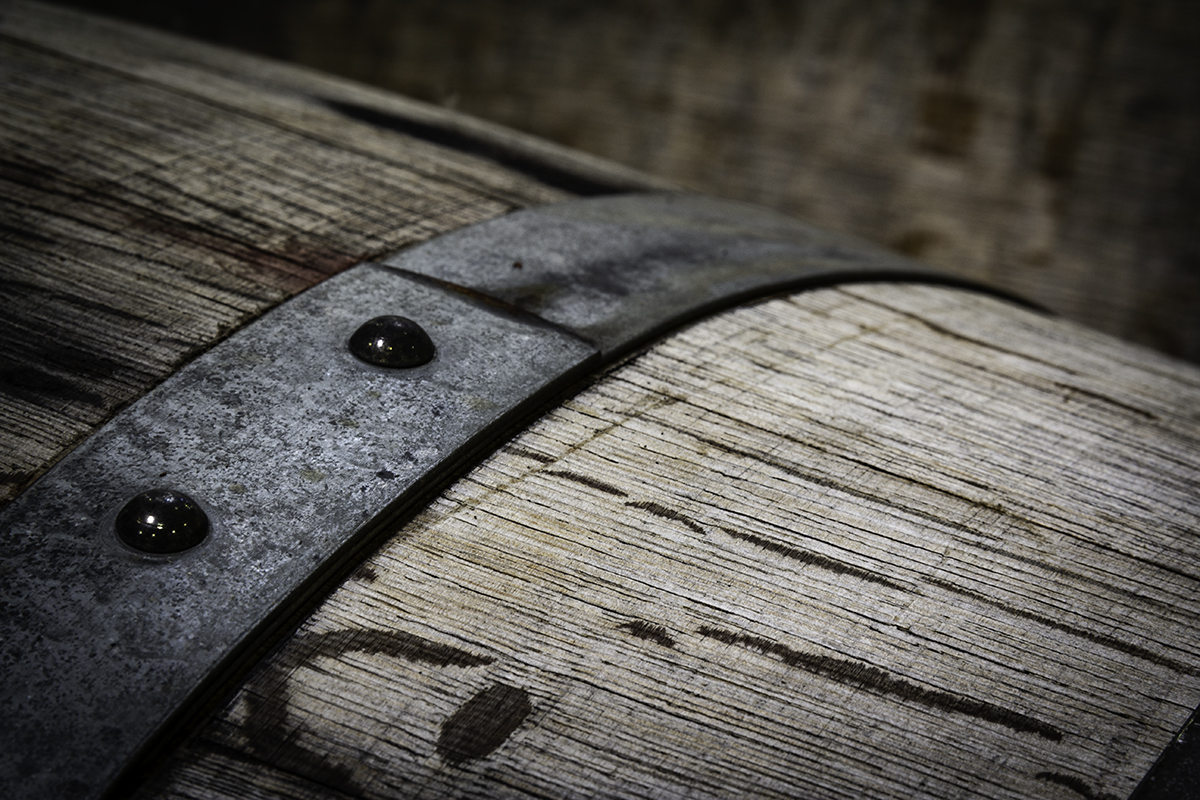 A close-up look at the grain in the wooden staves of a whisky barrel. Photo ©2018, Mark Gillespie/CaskStrength Media.