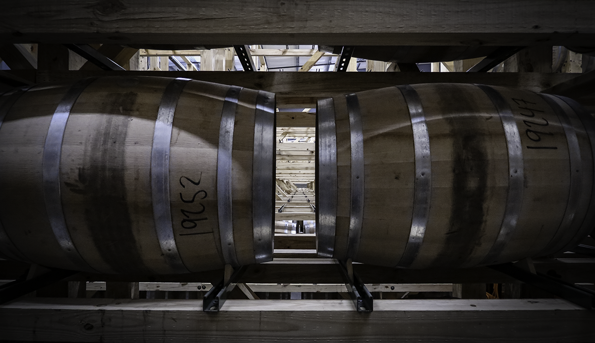 Bourbon barrels in the ricks at Balcones Distilling in Waco, Texas. Photo ©2018, Mark Gillespie/CaskStrength Media.