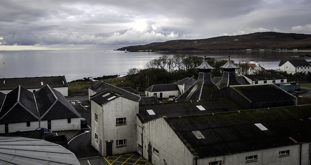 A view of the Port Ellen distillery buildings from the adjacent Port Ellen Maltings. Photo ©2019, Mark Gillespie/CaskStrength Media.