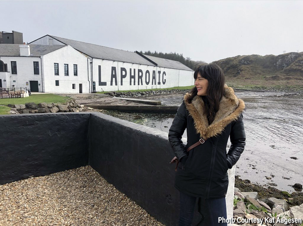 Kat Aagesen at Laphroaig Distillery on Islay. Photo courtesy Kat Aagesen.