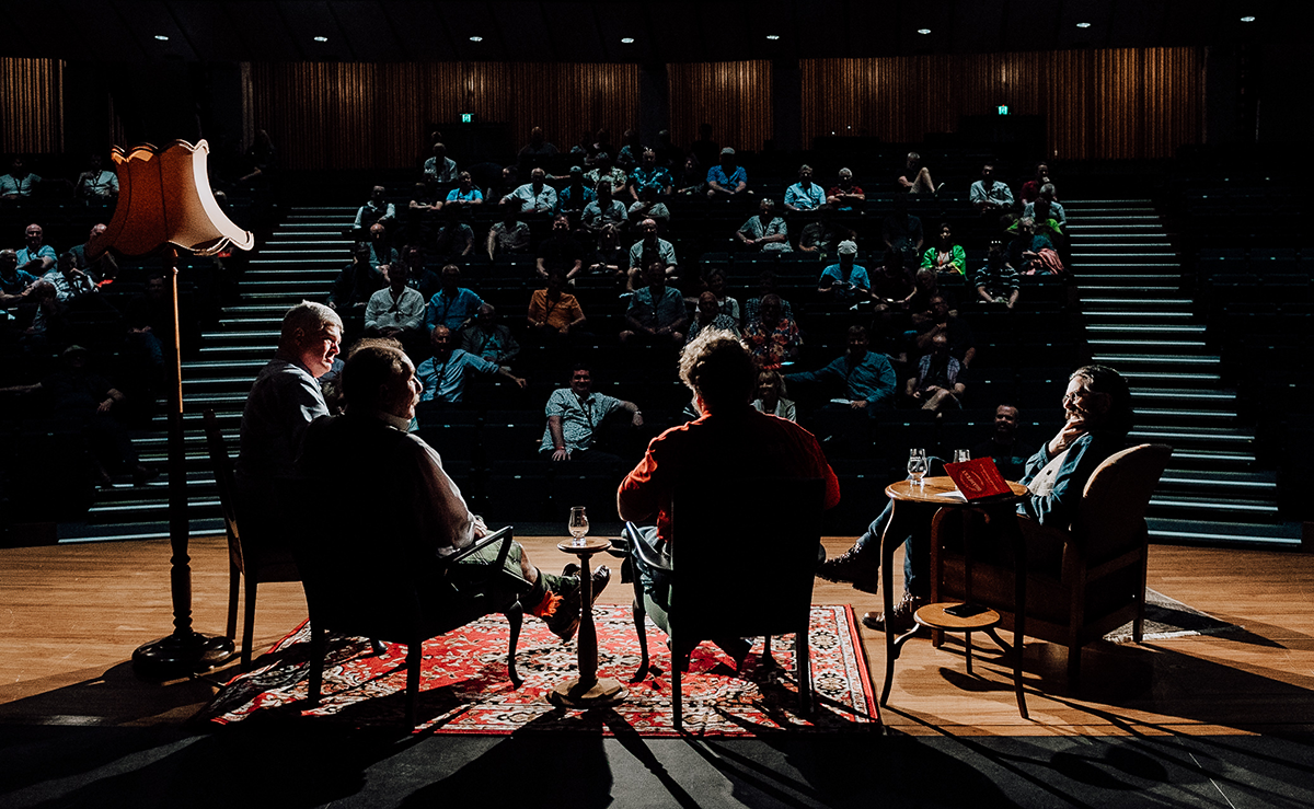 The DramFest 2020 panel on stage at Christchurch Town Hall March 7, 2020. Photo courtesy Whisky Galore/DramFest.