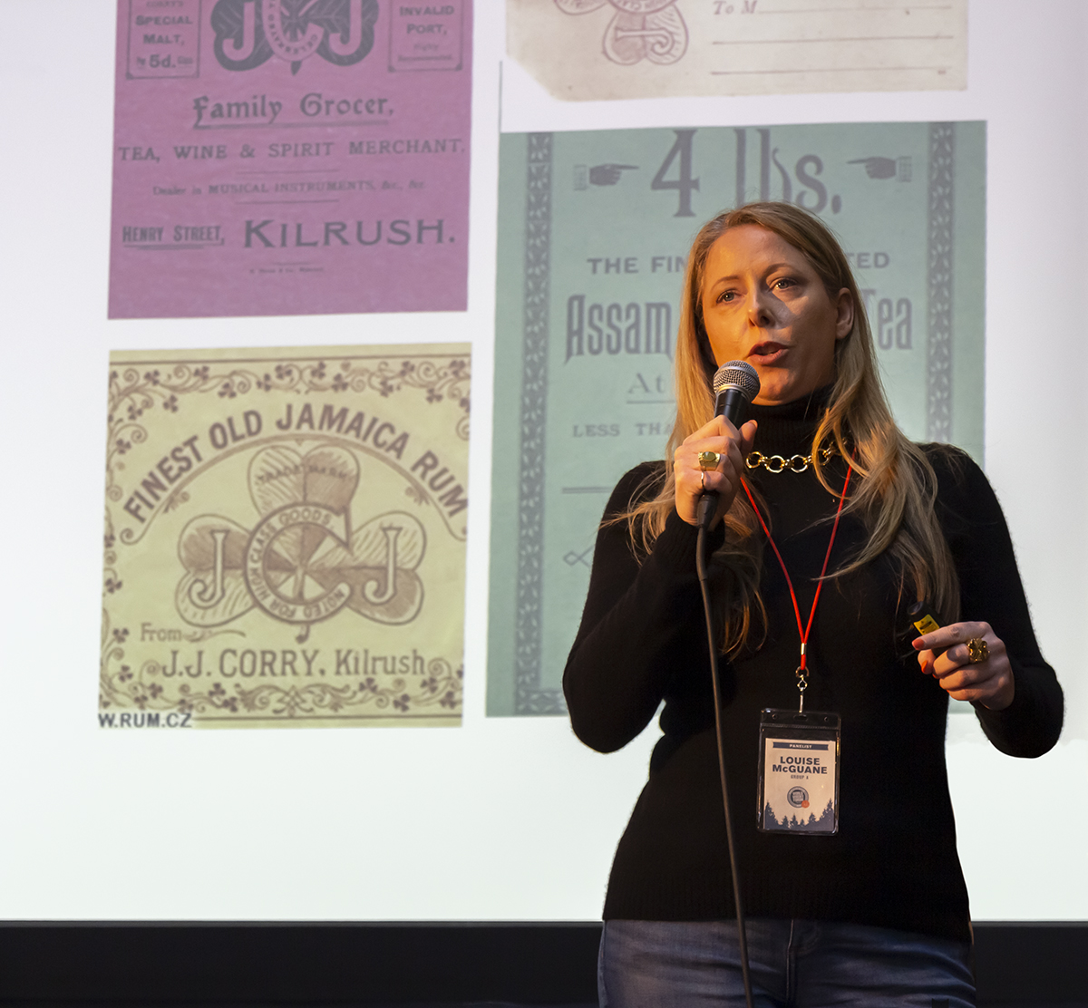 Chapel Gate Whiskey Co. founder Louise McGuane speaks during the 2020 World Whisky Forum in Seattle. Photo ©2020, Mark Gillespie/CaskStrength Media.