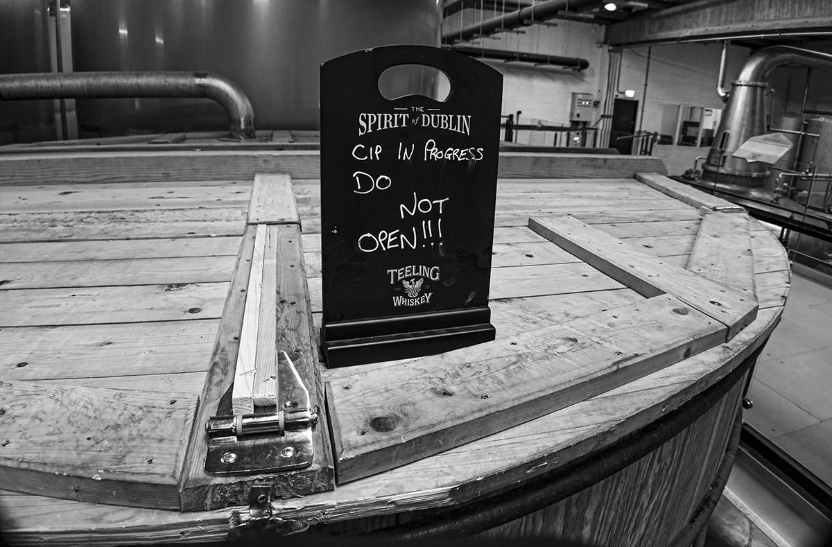 A fermenter being cleaned at the Teeling Whiskey Company in Dublin, Ireland. File photo ©2020, Mark Gillespie/CaskStrength Media.