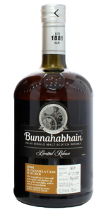 Bunnahabhain 2008 Manzanilla Matured Islay single malt whisky. Image courtesy Bunnahabhain/Distell.