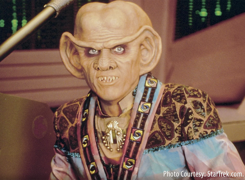 Quark owned a bar in "Star Trek: Deep Space Nine" and certainly would never have lowered his whisky prices after the end of tariffs. Image courtesy StarTrek.com.