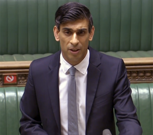 Chancellor of the Exchequer Rishi Sunak presents the 2021 Budget to Parliament March 3, 2021. Image courtesy Parliament TV.