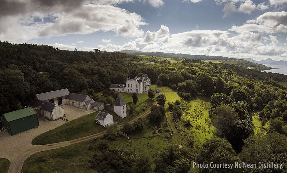 An aerial view of Scotland's Nc'Nean Distillery. Photo courtesy Nc'Nean Distillery.