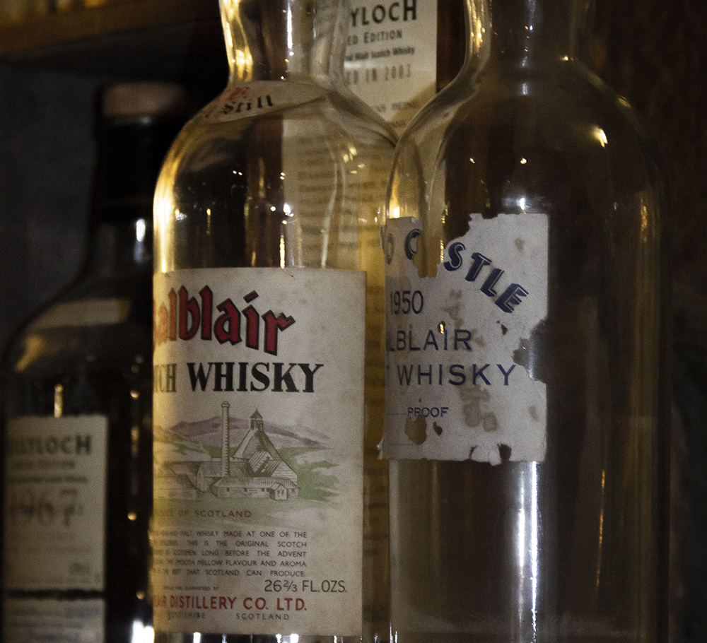 Vintage Scotch Whisky bottles at the Dornoch Castle Hotel bar. File photo ©2021, Mark Gillespie/CaskStrength Media.