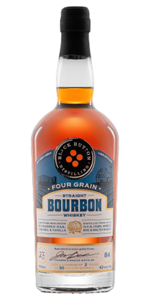 Black Button Four Grain Straight Bourbon. Image courtesy Black Button Distilling.