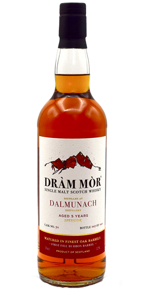 Dràm Mòr Dalmunach 5 Year Old Single Malt. Image courtesy Dràm Mòr Group.