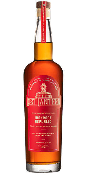 Lost Lantern Ironroot Republic Single Cask Texas Bourbon. Image courtesy Lost Lantern Whiskey.