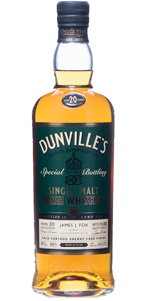 Dunville's 20 Palo Cortado Finish. Image courtesy Echlinville Distillery.