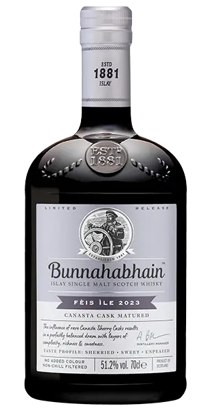 Bunnahabhain Feis Ile 2023 Canasta Cask. Image courtesy Bunnahabhain.